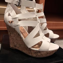 White Wedge Heels Size 8