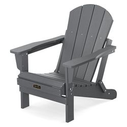 New Smoke Grey Folding Adirondack Chair Hard Plastic All Weather