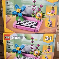LEGO Creator 3 in 1 Typewriter with Flowers - Building Toy with 3 Building Options, Typewriter, Flowerpot with Pen & Notebook, or Keytar - Birthday Gi