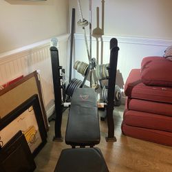 Bench And Bar With 330 Pounds Of Weights 