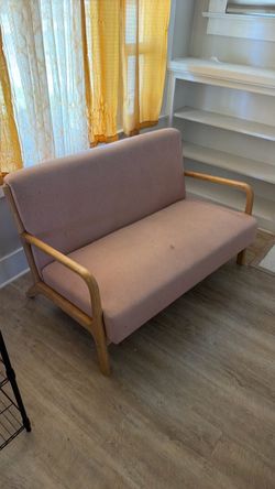 Vintage Wood Frame Loveseat Sofa