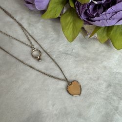 Long Gold Heart and Ring Necklace