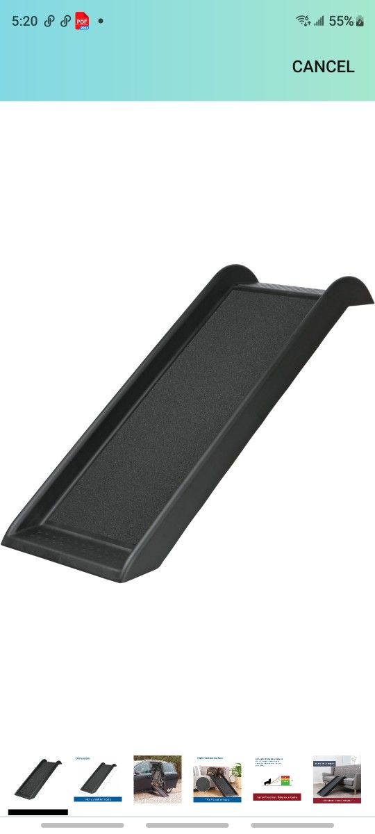 TRIXIE 39-in Pet Ramp, Portable Dog Ramp for Small Cars and Furniture, Non-Skid Surface, Black