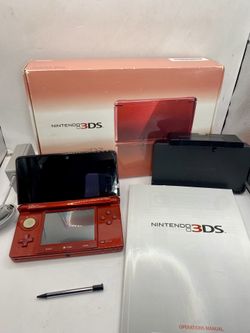 Nintendo 3DS Flame Red Handheld Console System CTR-001 Tested Complete CIB