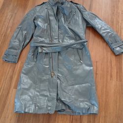 MEN'S GRAY LEATHER TRENCH COAT