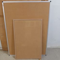 Lot of 2 Cork Bulletin Boards / Notice Boards (VIZ-PRO Aluminum & Wood Frames)