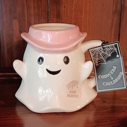 Halloween Ghost Mug, Pink Hat.