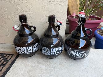 Russian River & Drake's Brewing Beer Growlers Set of 3