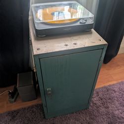 Vintage Industrial Steel Cabinet — Perfect Turntable & Record Storage