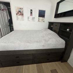 Bed Frame With nightstand And Mirror 