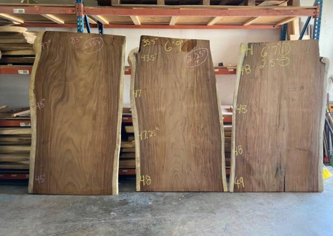 Wood slabs, live edge lumber