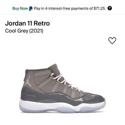 Jordan 11 Cool Grey Size 9.5