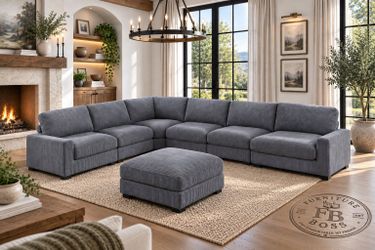 Gray Sectional with Ottoman