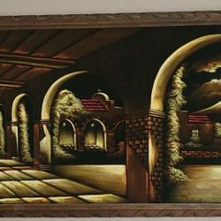 Very large antique velvet painting excellent condition $ 10