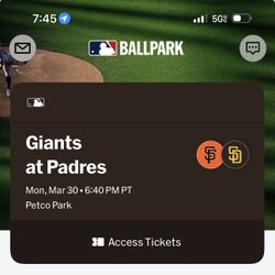 MONDAY (2 Tickets) San Diego Padres vs San Francisco Giants