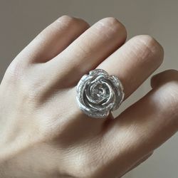 Sterling silver rose ring made in Italy