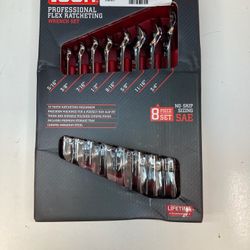 Icon WRFS-8 Professional Flex Ratcheting Wrench Set - 8-Piece