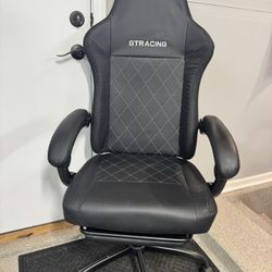 Brand New Black Tall Back Height Adjustable Reclining Gaming Chair w/Slide Out Footrest 