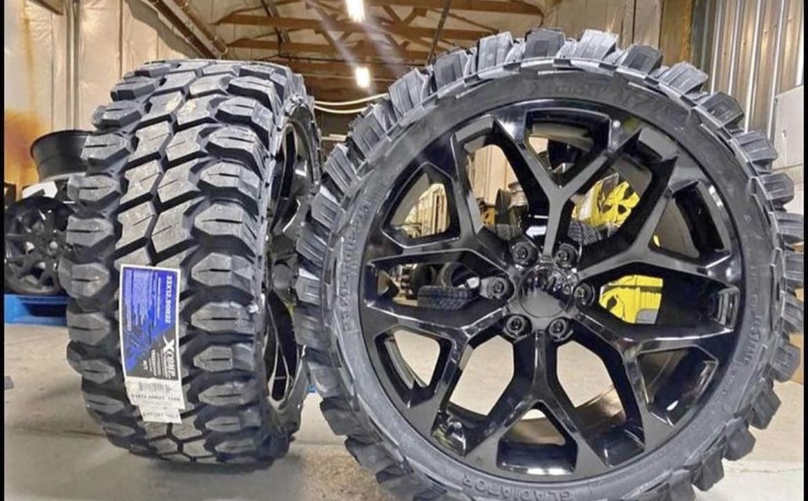 snowflake wheels 22s on aggressive tires wheel tire combo financing available