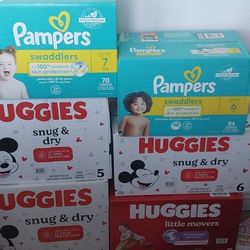 Huggies Size 1$40 Size 5 $37 Pampers Size 6 Y 7 $37 