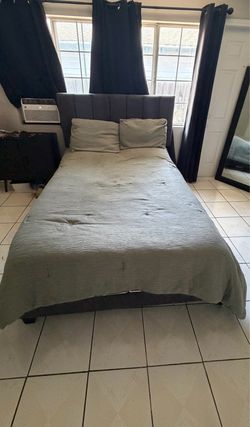 Gray velvet bed frame $100 - mattress additional $50