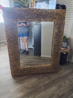 Large Wall Mirror with Textured Stone Frame