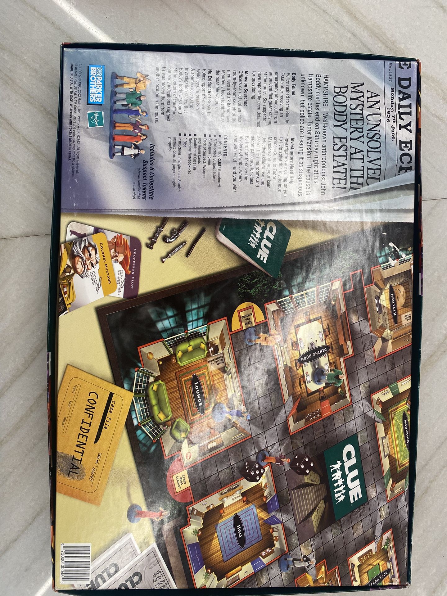 2002 Clue Board Game, Parker Brother Classic Detective Game – Replaced Dices