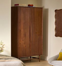 OPEN BOX! Article Lenia Walnut Armoire - Delivery Available