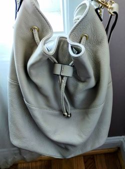 Wilsons Leather Alexa Cinched Leather Hobo Bucket w/Chain & Braid