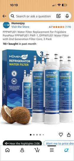 Homenjoy FPPWFU01 Refrigerator Water Filter 3-Pack