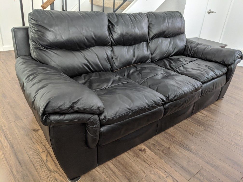 Black Leather Couch (very soft and cushy)