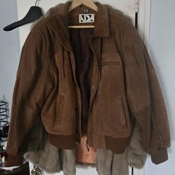 Vintage French ADA Lined Leather Bomber Jacket