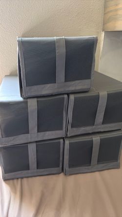 Gray Fabric Storage Bins Set of 5
