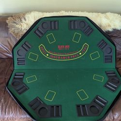 Deluxe Folding Poker and Blackjack Combo Table Top with Case & Poker Chips with Case