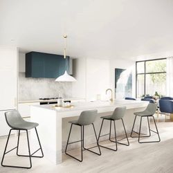  24'' Counter Stools Set of 4 with Back Faux Leather for Home Kitchen Island, Grey