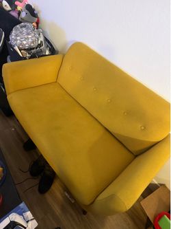Yellow 2 seater loveseat couch