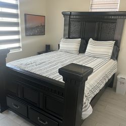 Queen bed frame and night stand