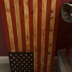 Handcrafted Wood Stain American Flag