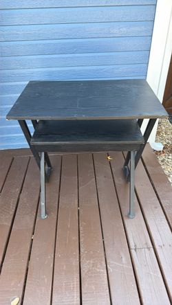 Black Two-Tier Side Table with Metal Legs