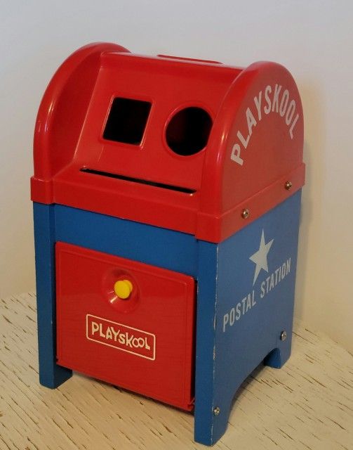 Playskool Postal Station Toy Mailbox Plastic Wood No Blocks This Playskool Postal Station Toy Mailbox is a vintage piece that will be a great addition