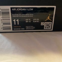 Men’s. Nike Nike Air Jordan1 Low. Black/green.    With Box.   Condition.  9+