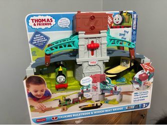 Thomas & Friends Talking Bulstrode & Which-Way Bridge Toy Train Set With Sounds & Percy Engine