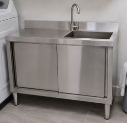 Stainless Steel Utility Sink with Cabinet and Countertop for laundry room worth $650