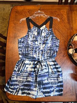 Tie-Dye Print Romper with Drawstring Waist