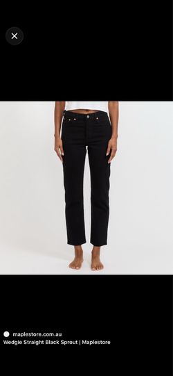 Levi’s Premium Wedgie Straight Jeans Black High Rise Button Fly Size 25