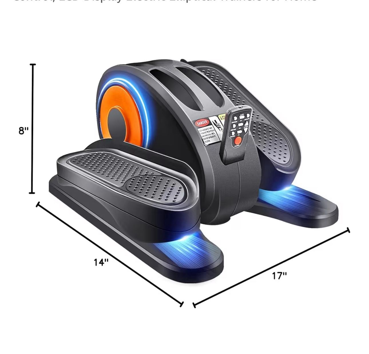 ESL Under Desk Elliptical - Portable Leg Exerciser with Pedal Strap for Seniors, Compact Seated Elliptical with Remote Control, LCD Display
