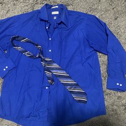 2x blue mens dress shirt & tie