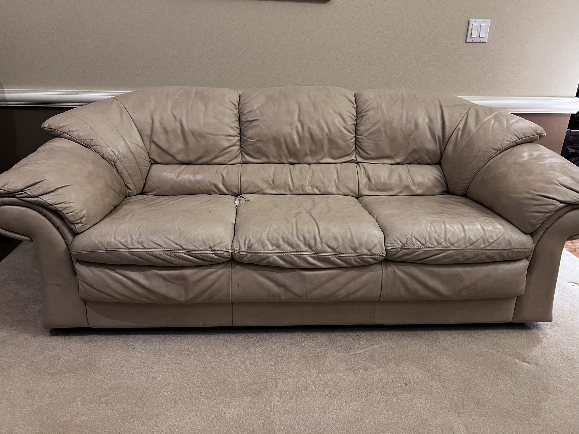 FREE Leather Couch - Creme Color