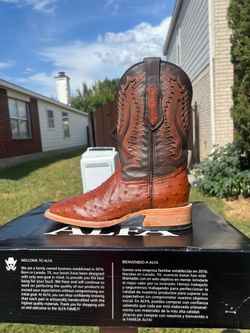 Genuine ostrich exotic western work wear boots size 8