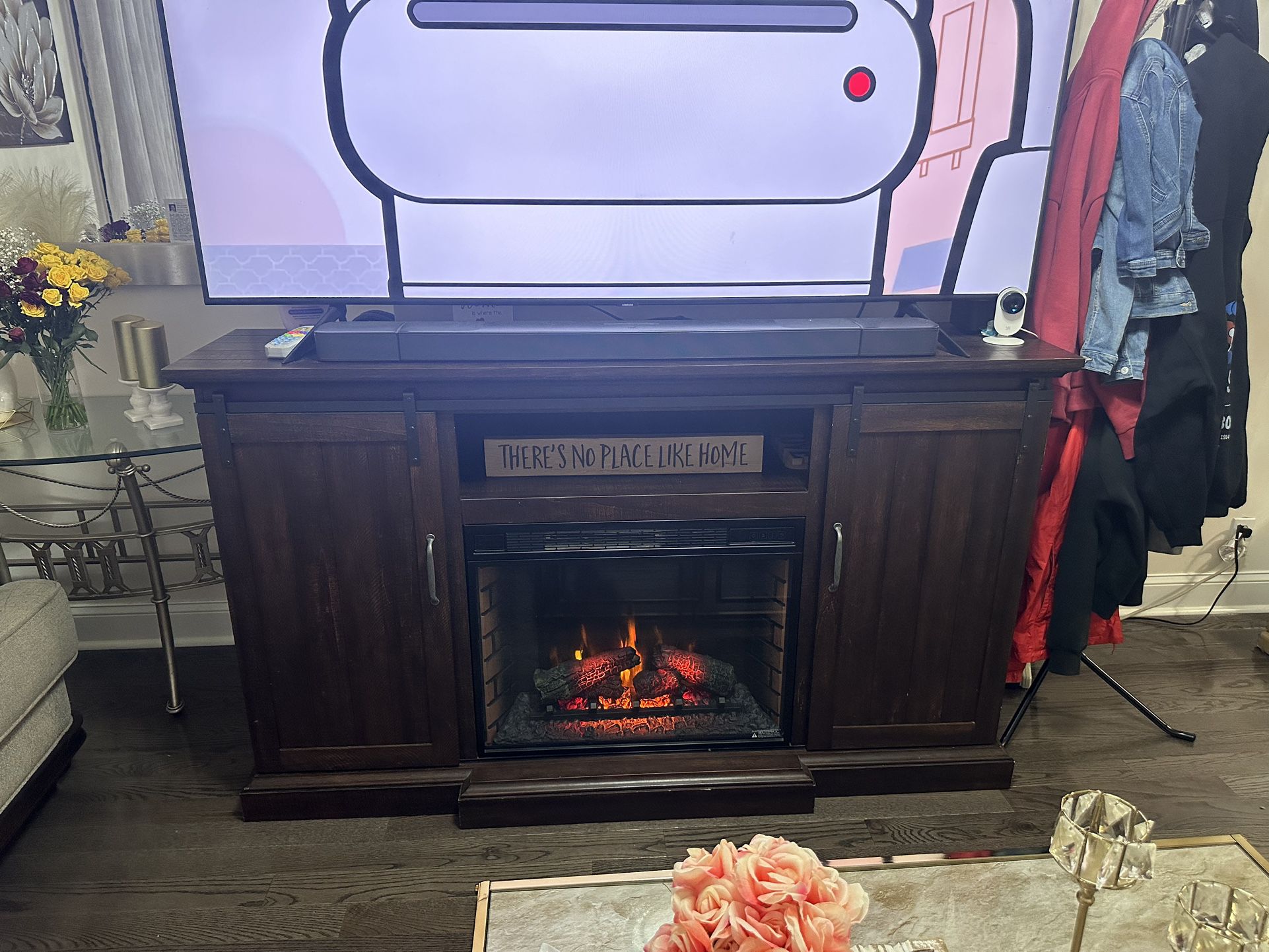 Tv Stand Fire Place Like New 